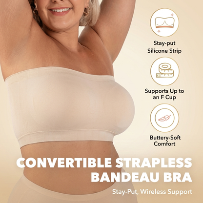 Hizzea Strapless Seamless Bra, Anti-Slip Grip & Wireless Comfort