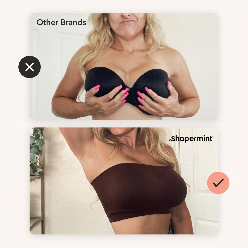 Hizzea Strapless Seamless Bra, Anti-Slip Grip & Wireless Comfort