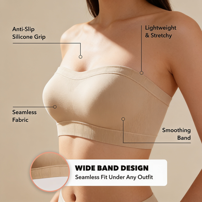Hizzea Strapless Seamless Bra, Anti-Slip Grip & Wireless Comfort